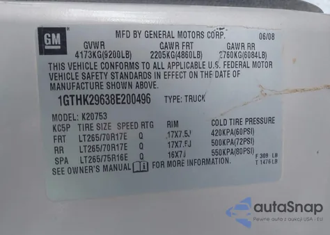 2008 GMC Sierra 2500Hd Sle1 z USA, uszkodzony, nr VIN 1GTHK29638E200496